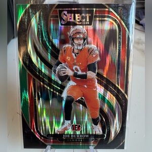 🔥 2024 Joe Burrow Panini Select Green Shock Prizm. Mint condition